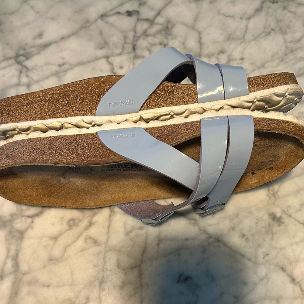 Birkenstock Light Blue Cross Strap Sandals - Picture 8 of 9